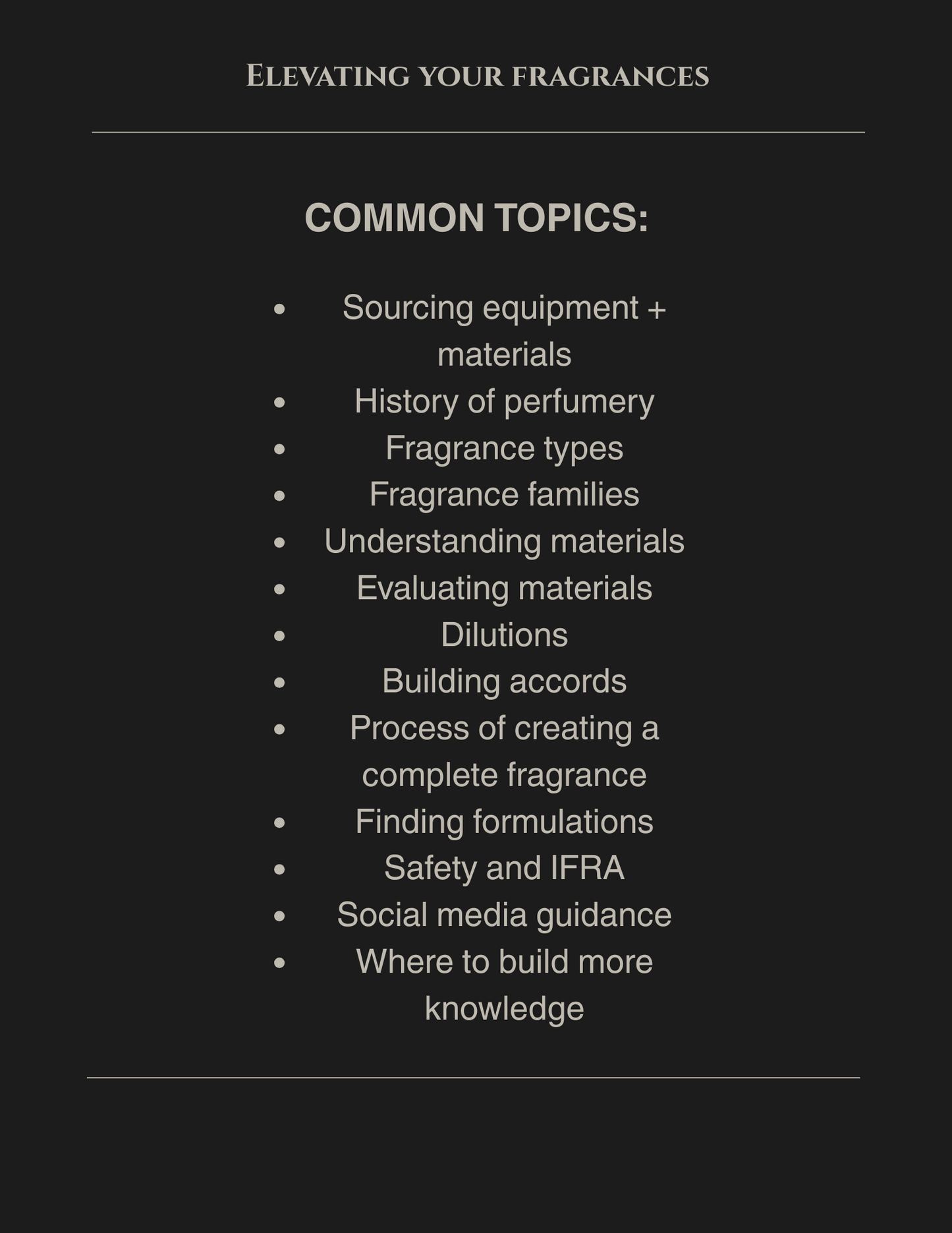 1-1 perfumery classes